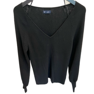 GAP Black Long Sleeve Sweater V Neck Top Size Large